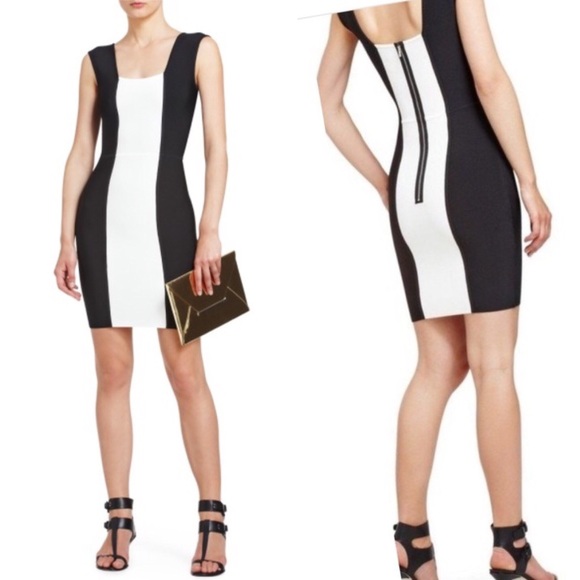 BCBGMaxAzria Dresses & Skirts - BCBGMaxAzria Black & White Bodycon Mini Dress